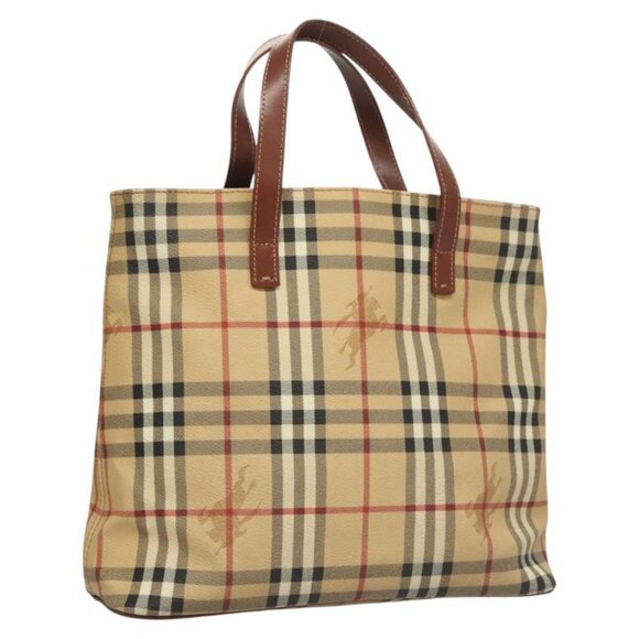 BURBERRY Nova Check Hand Bag PVC Beige Auth 121466 - Picture 1 of 16